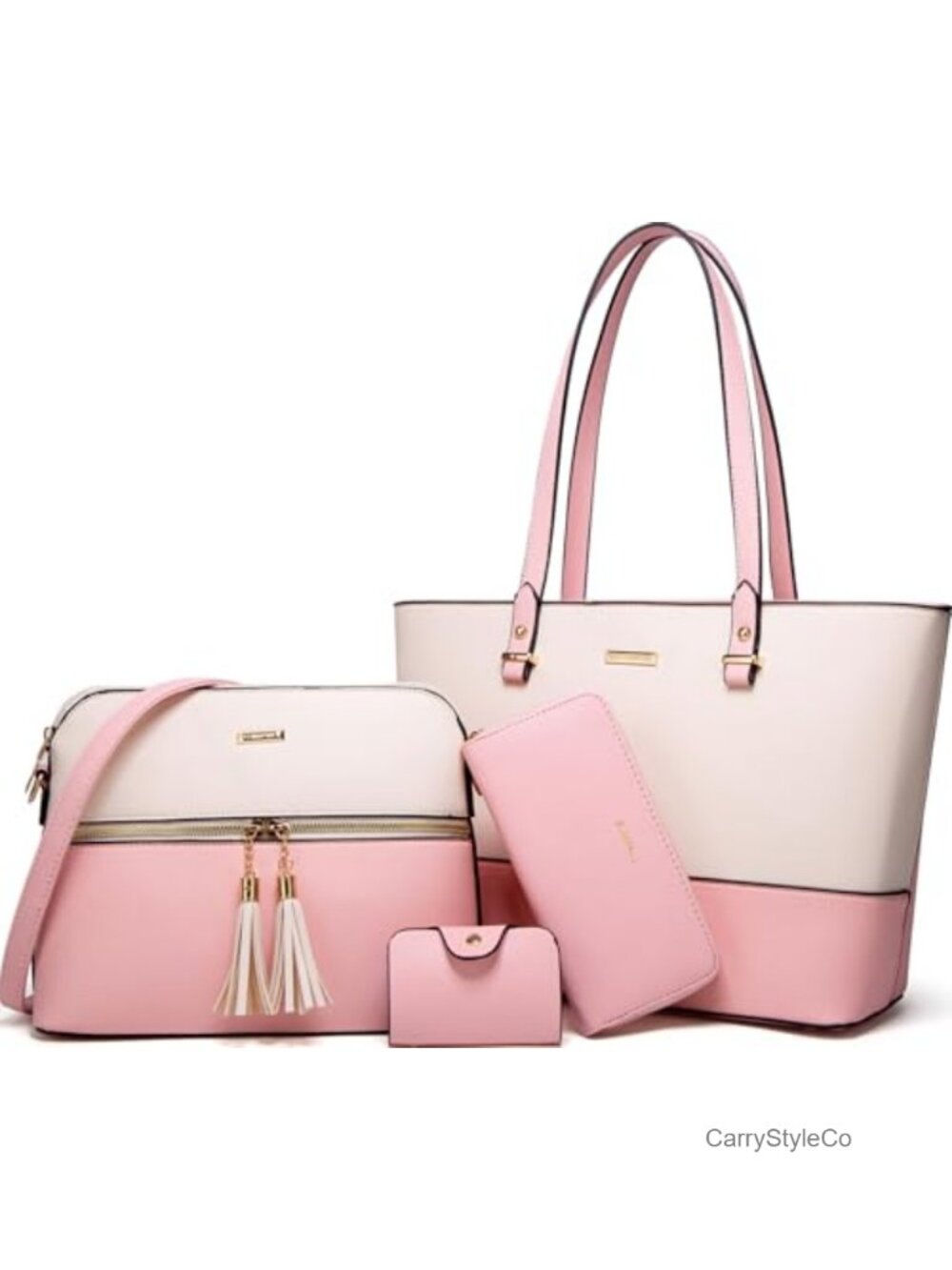 Synthetic Leather Satchel Handbag Set Crossbody Tote Shoulder Bag Purse